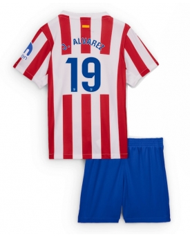 Atletico Madrid Julian Alvarez #19 Maglia Gara Casa Repliche 2025-26 Bambino Maniche Corte Atletico Madrid Julian Alvarez #19 Maglia Gara Casa Repliche 2025-26 Bambino Maniche Corte